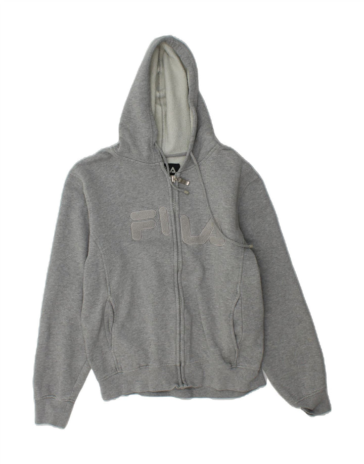 FILA Womens Graphic Zip Hoodie Sweater UK 10 Small Grey Vintage Fila and Second-Hand Fila from Messina Hembry 