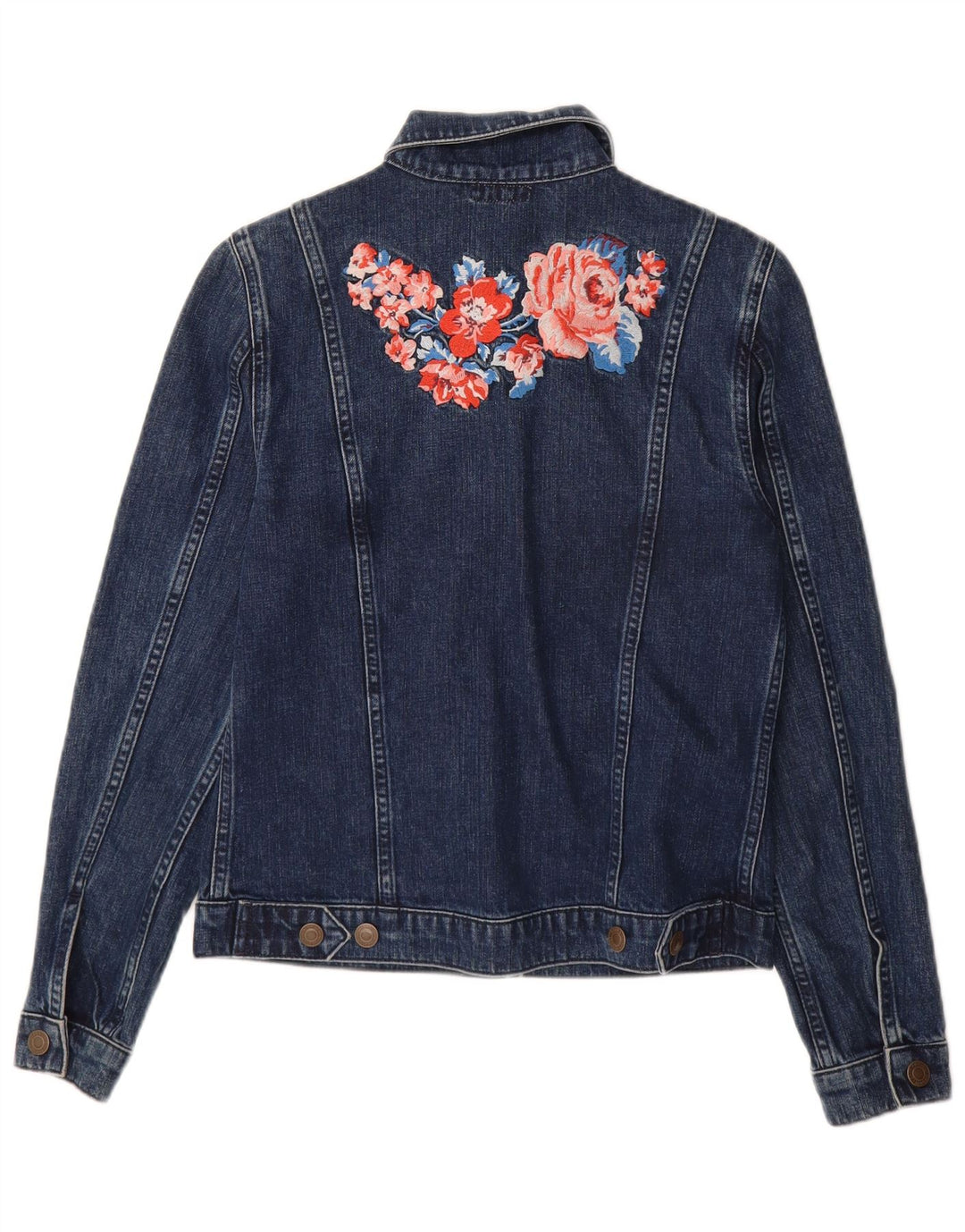 Cath Kidston Dame denimjakke UK 8 Small Navy Blue Floral Bomuld