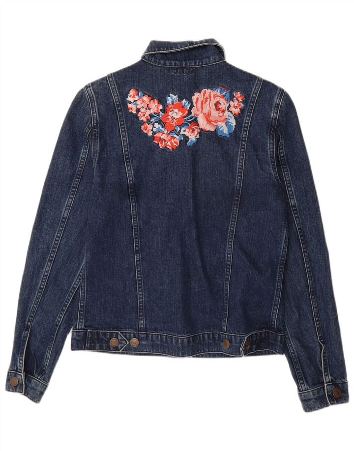 Cath Kidston Dame denimjakke UK 8 Small Navy Blue Floral Bomuld