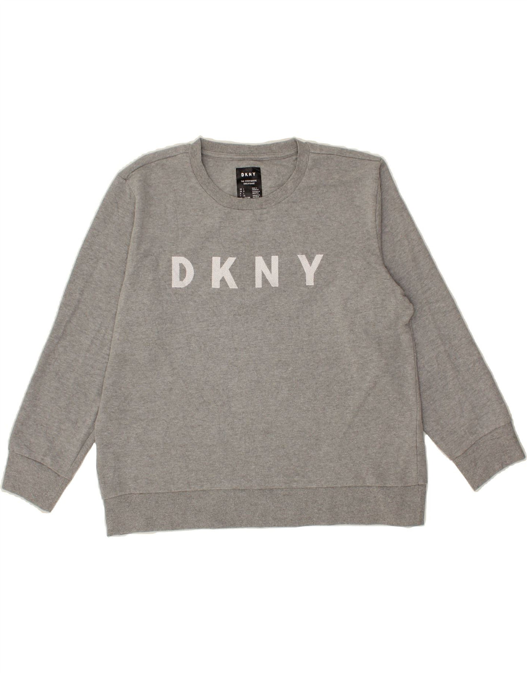 DKNY Womens Oversized Graphic Sweatshirt Jumper UK 14 Large Grey Cotton Vintage Dkny and Second-Hand Dkny from Messina Hembry 