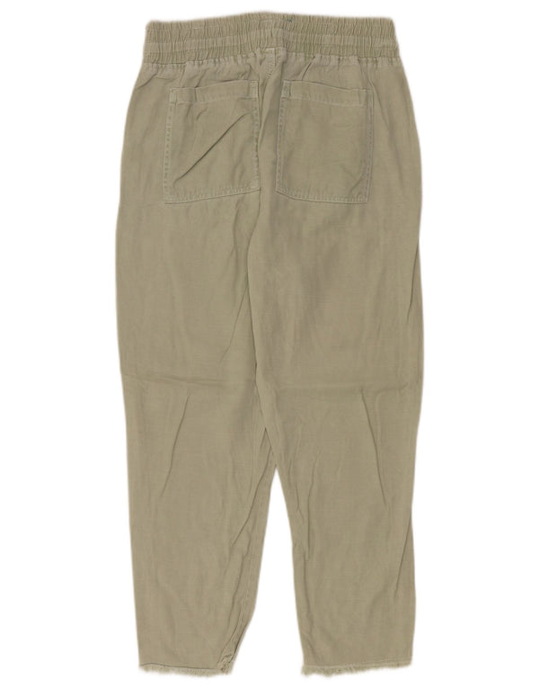 Zara Kvinder Højtaljet tilspidsede Casual Bukser Small W26 L27 Khaki Lyocell