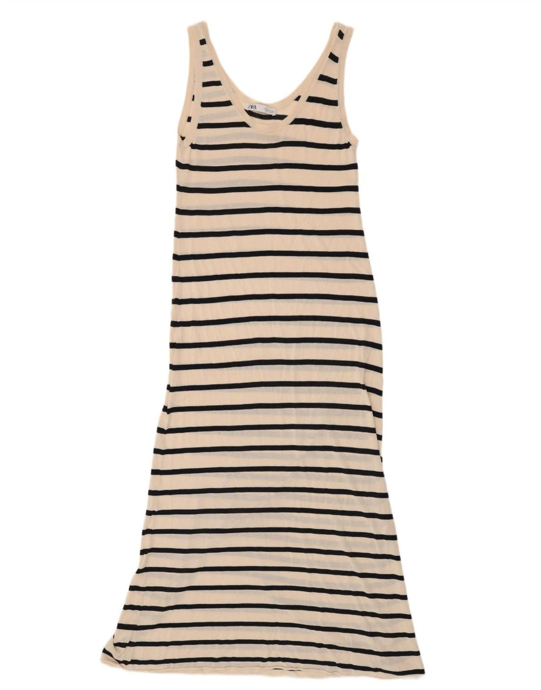 Zara Dame Sundress UK 10 Small Off White Stribet Bomuld