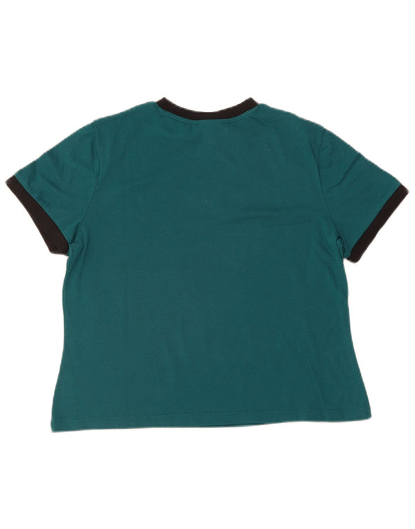 Reebok Womens Crop Graphic T-Shirt Top UK 16/18 Large Green Cotton