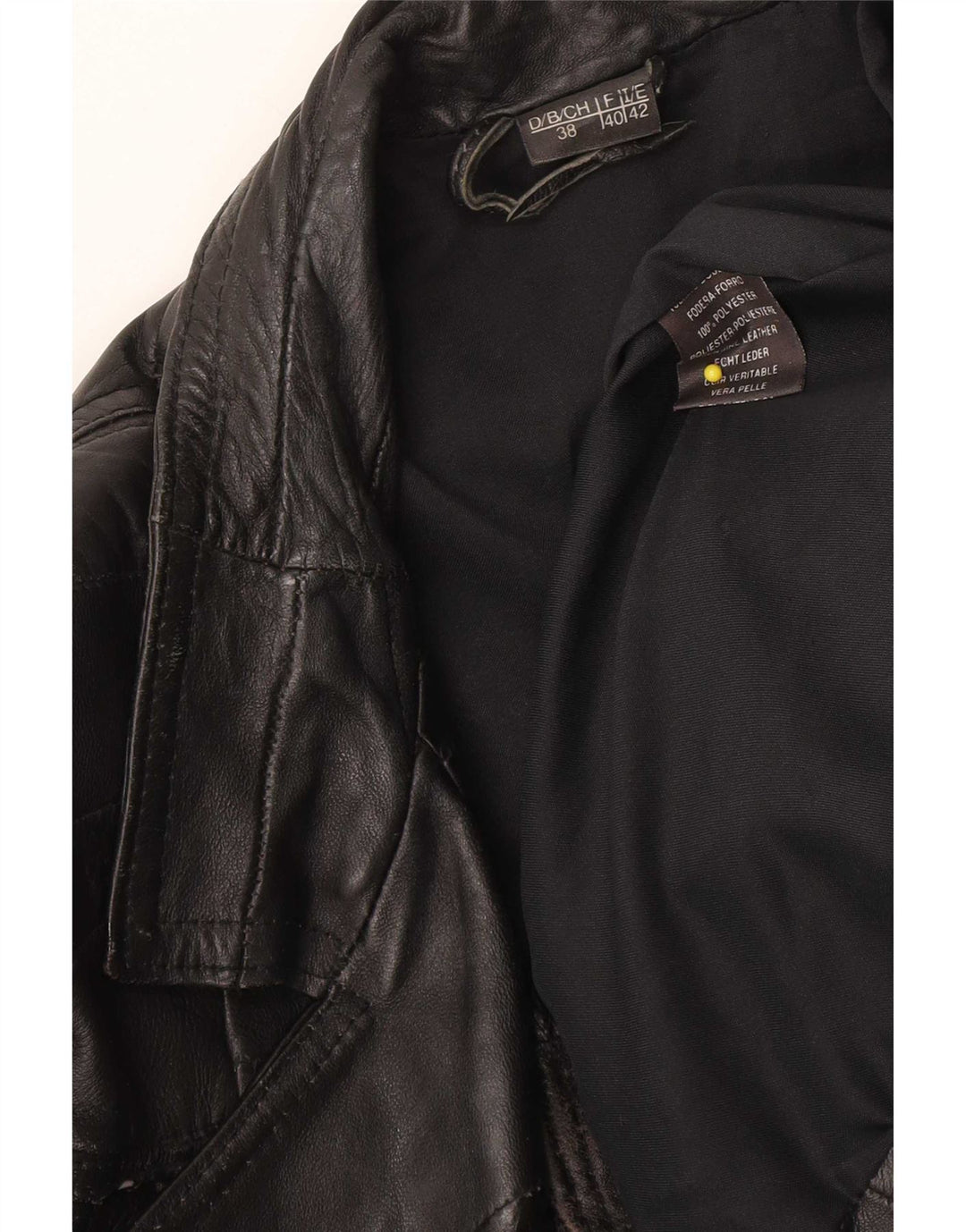 Vintage dame biker læderjakke IT 42 Medium sort læder