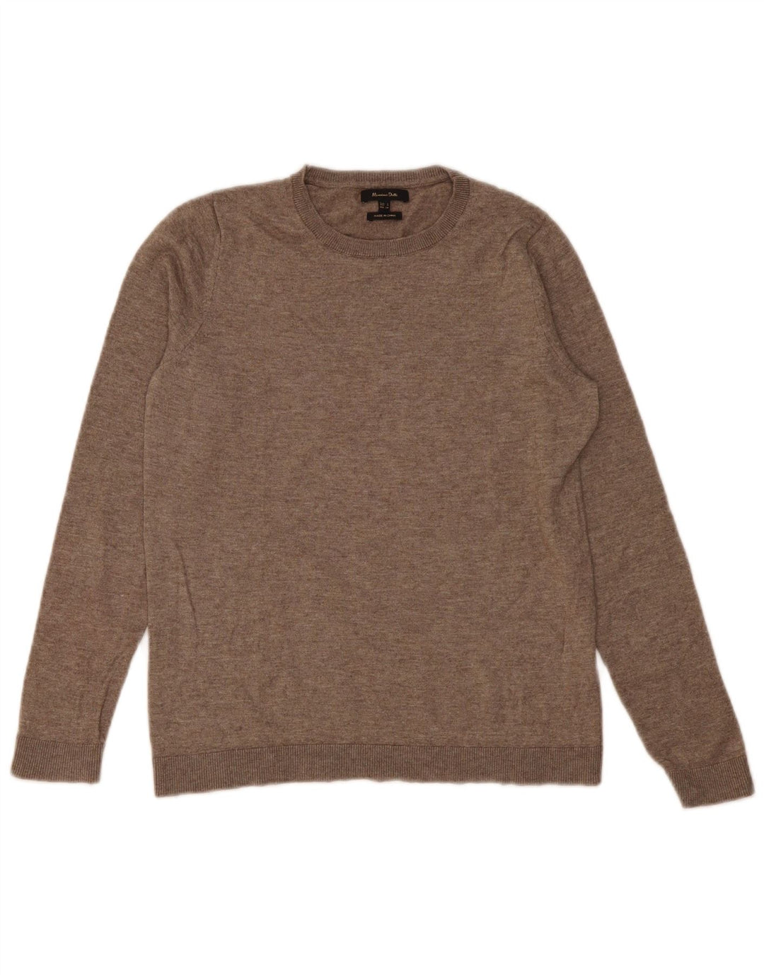 Massimo Dutti Dame Crew Neck Jumper Sweater UK 10 Small Beige Wool