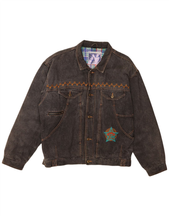 Jinglers Herre denimjakke IT 52/54 Stor Sort Bomuld