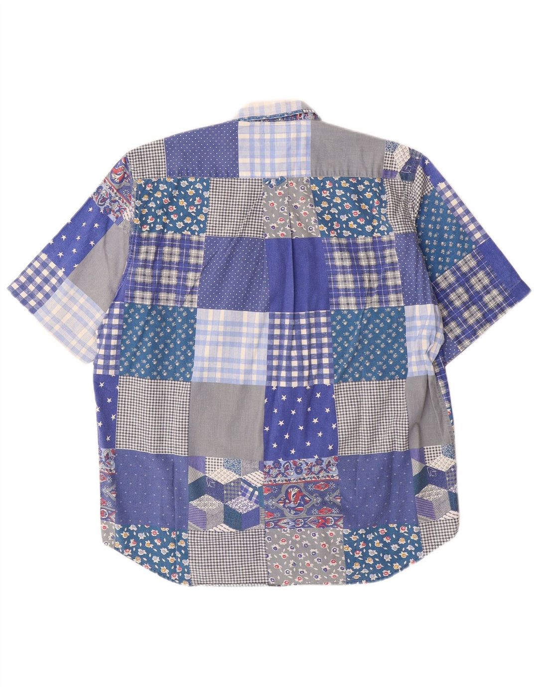 Sergio Tacchini Kortærmet Herreskjorte Stor Blå Patchwork