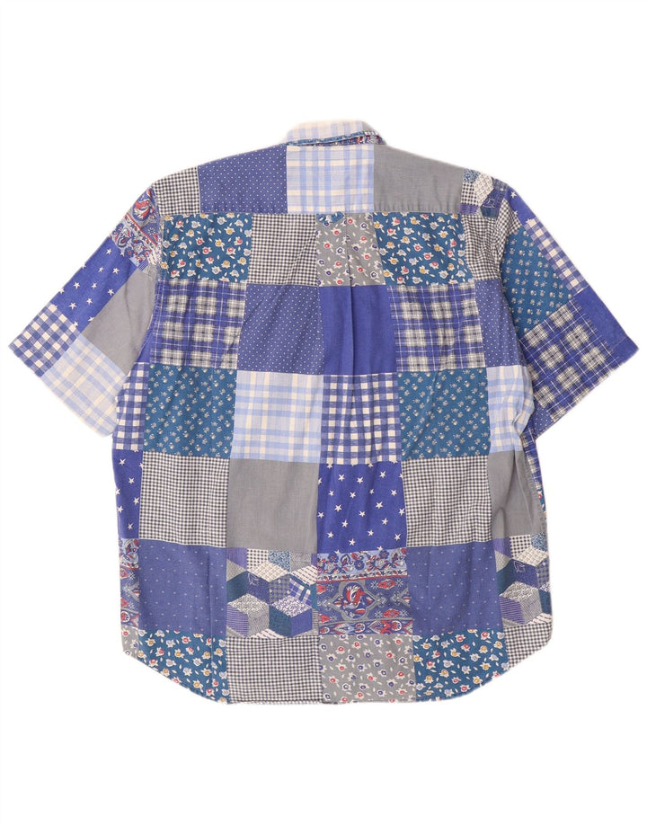 Sergio Tacchini Kortærmet Herreskjorte Stor Blå Patchwork