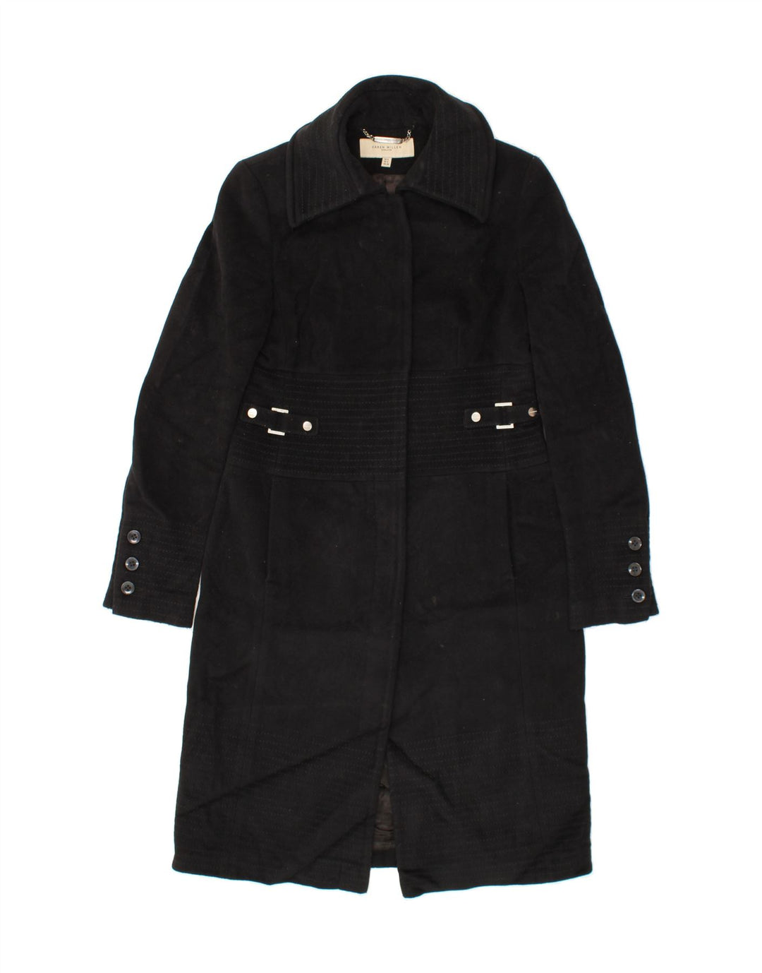KAREN MILLEN Womens Overcoat UK 8 Small Black Vintage Karen Millen and Second-Hand Karen Millen from Messina Hembry 