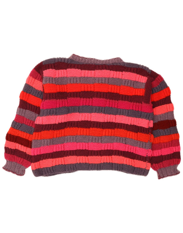 Vintage Dame Turtle Neck Jumper Sweater UK 16 Stor flerfarvet stribet