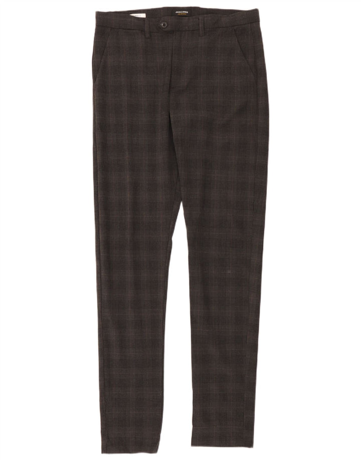 Jack & Jones Herre Marco Slim Chino Bukser W33 L36 Grå ternet polyester
