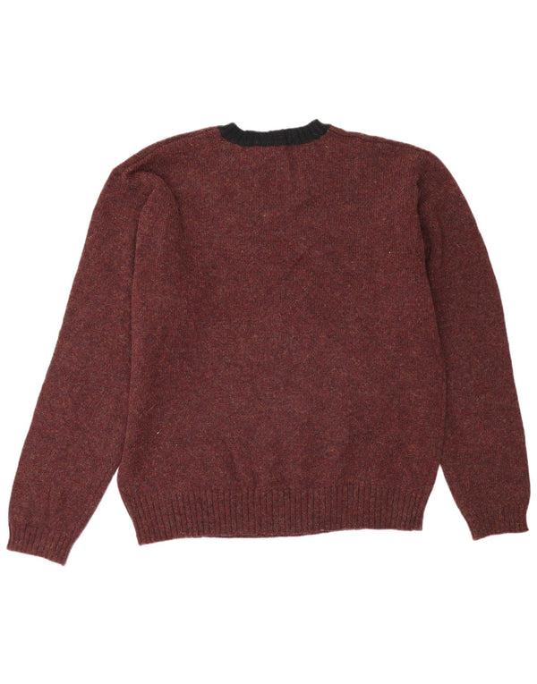 Old Navy Herre V-hals sweater XL Burgundy Colourblock Uld