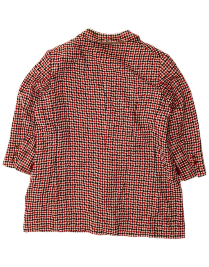 Vintage dame 3/4 ærmet blazerjakke UK 16 Large Red Houndstooth