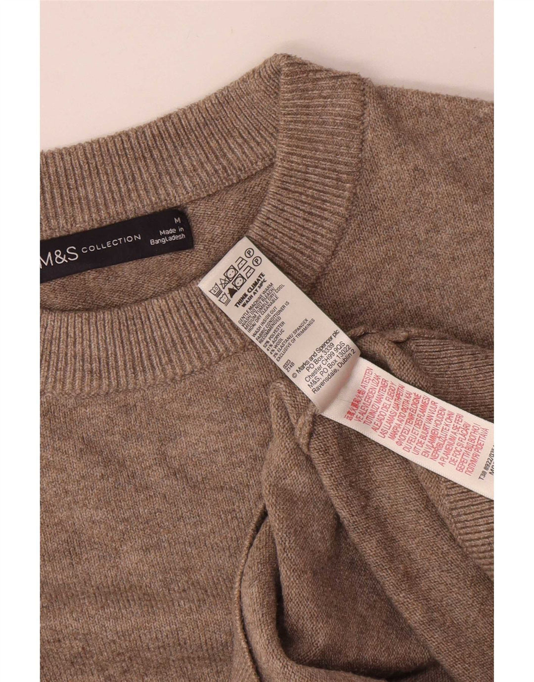 Marks & Spencer dametrøjetrøje med rund hals DK 14 mellemgrå polyester