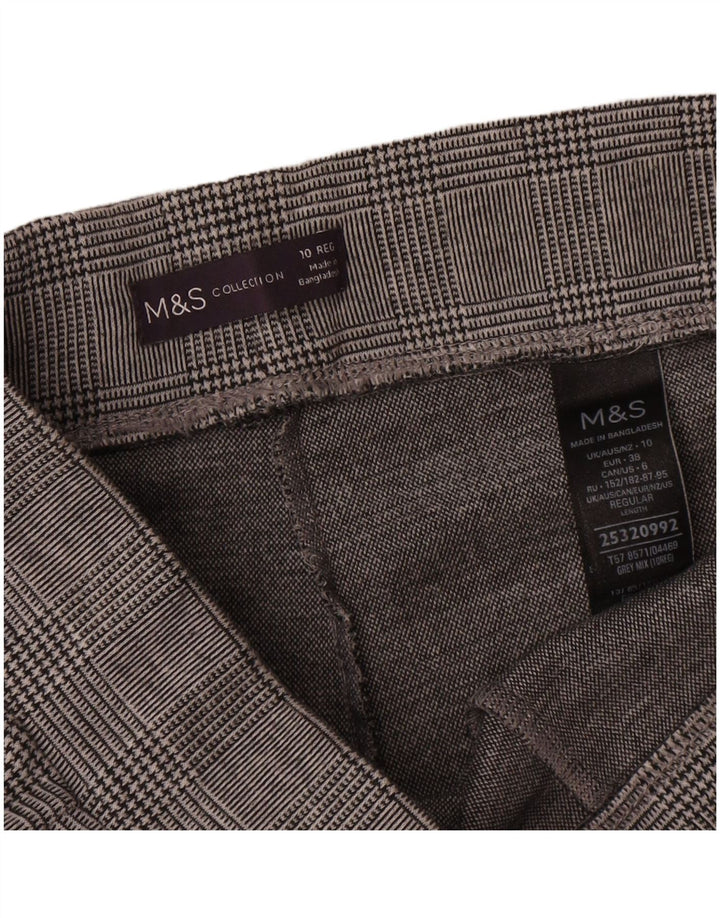 Marks & Spencer Dame Casual Bukser UK 10 Small W28 L27 Grå Houndstooth