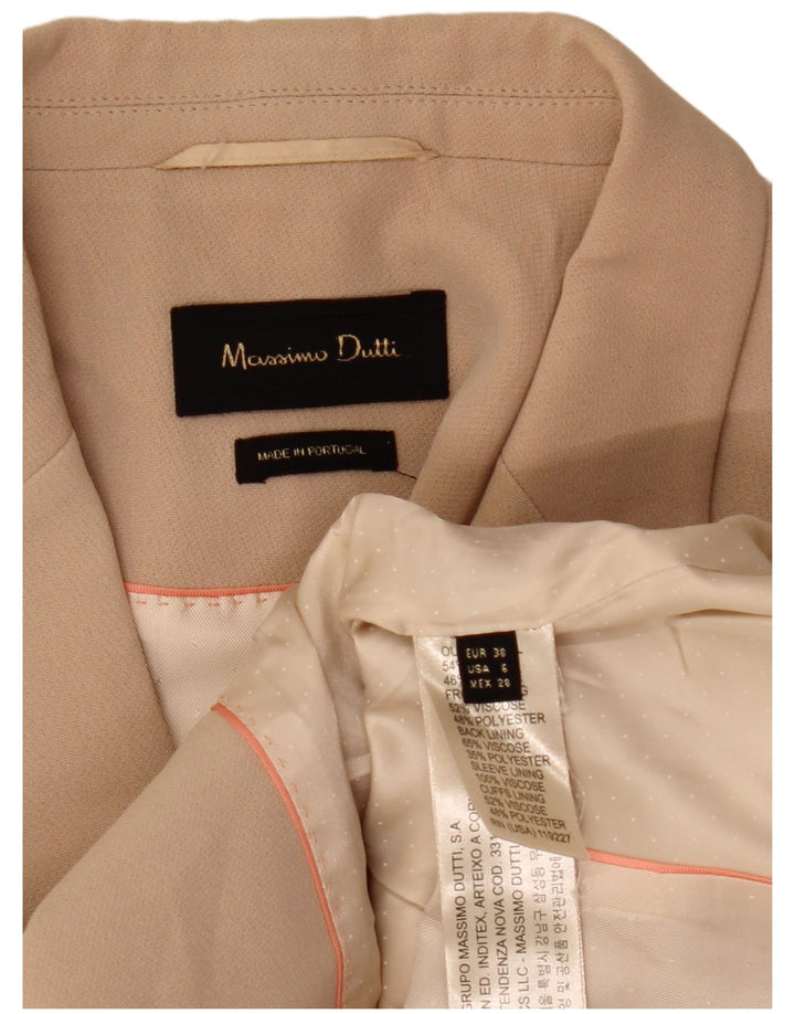 Massimo Dutti Dame 1 Knap Blazer Jakke EU 38 Lille Beige Akryl