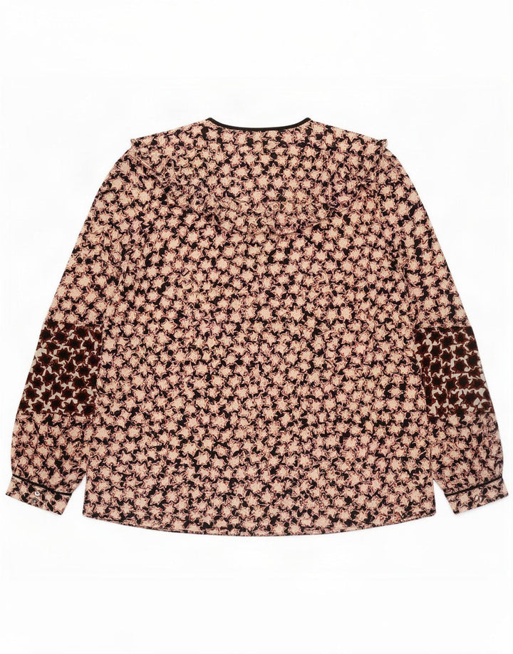 Whistles Dame abstrakt mønster bluse Top UK 12 Medium Sort Polyester