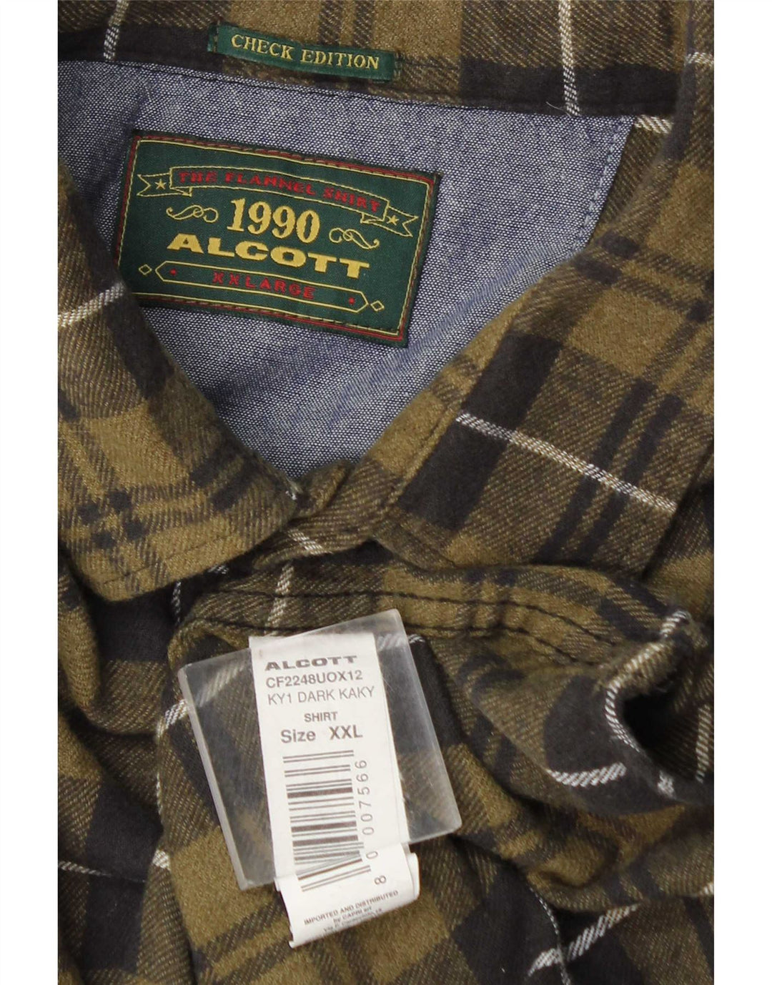 Alcott Herre Flanelskjorte 2XL Khaki Ternet Bomuld