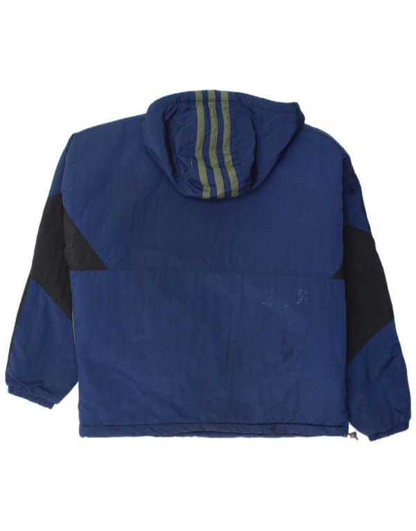 Adidas Herre Hætte Loose Fit Anorak Jacket UK 36 Small Blue Colourblock