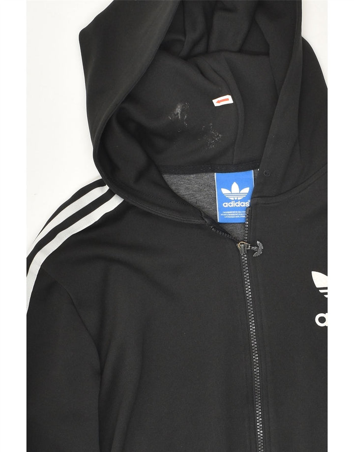ADIDAS grafisk hættetrøje med lynlås til kvinder UK 10 Lille sort polyester