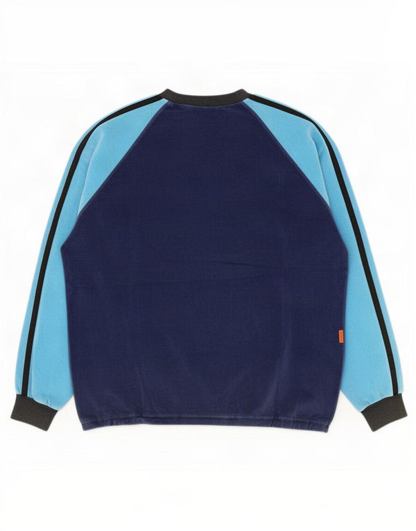 Syv 7 mænds velour sweatshirt jumper medium marineblå colourblock bomuld