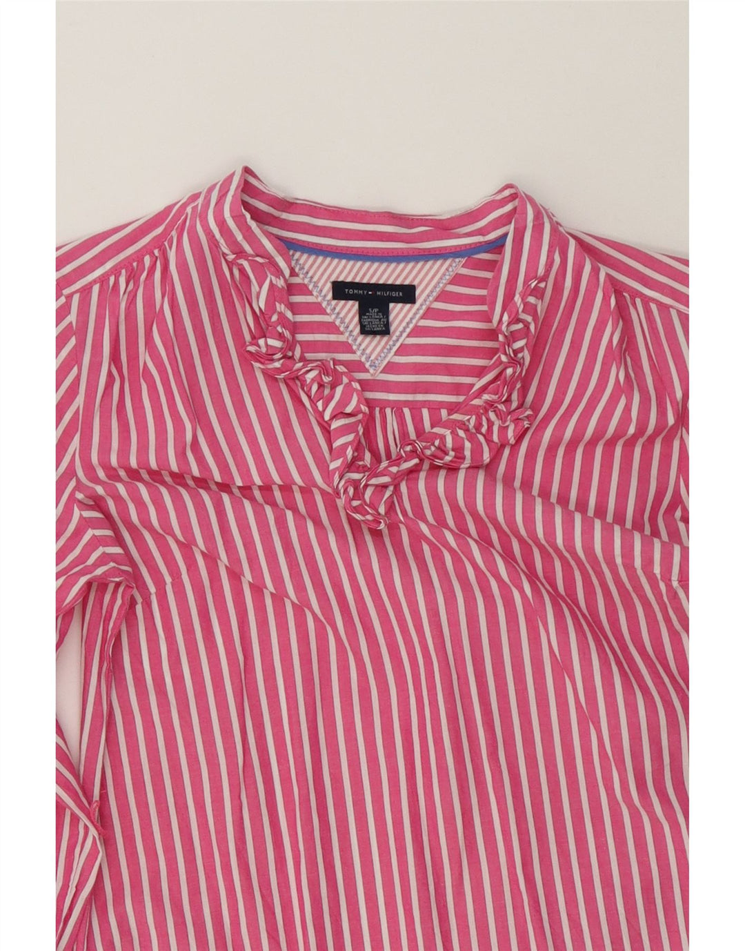 TOMMY HILFIGER Womens 3/4 Sleeve Basic Dress UK 10 Small Pink Pinstripe Vintage Tommy Hilfiger and Second-Hand Tommy Hilfiger from Messina Hembry 