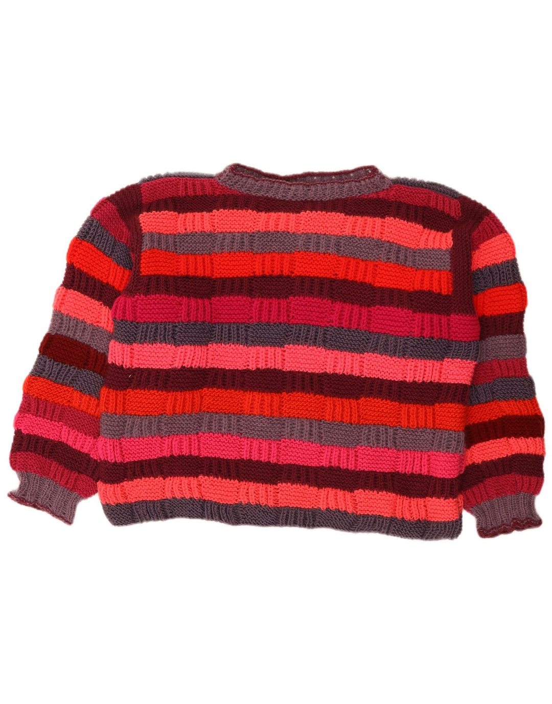 Vintage Dame Turtle Neck Jumper Sweater UK 16 Stor flerfarvet stribet