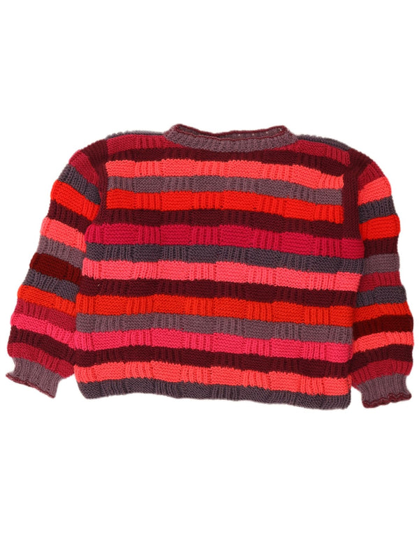 Vintage Dame Turtle Neck Jumper Sweater UK 16 Stor flerfarvet stribet