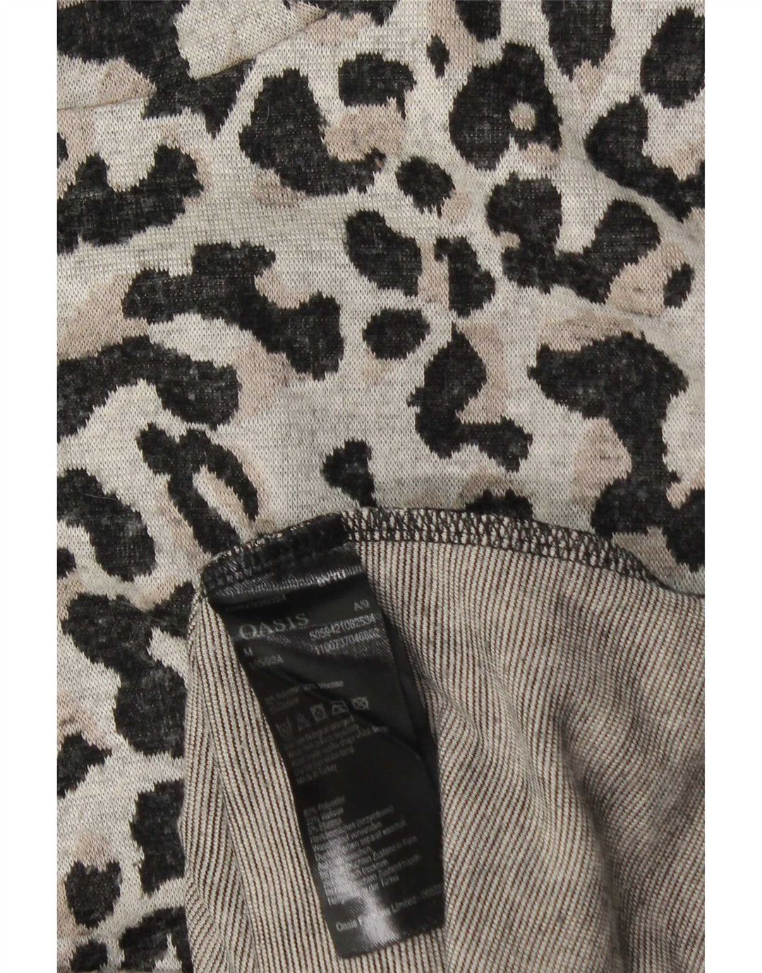 Oasis Dame Top Langærmet UK 14 Medium Grey Animal Print Polyester