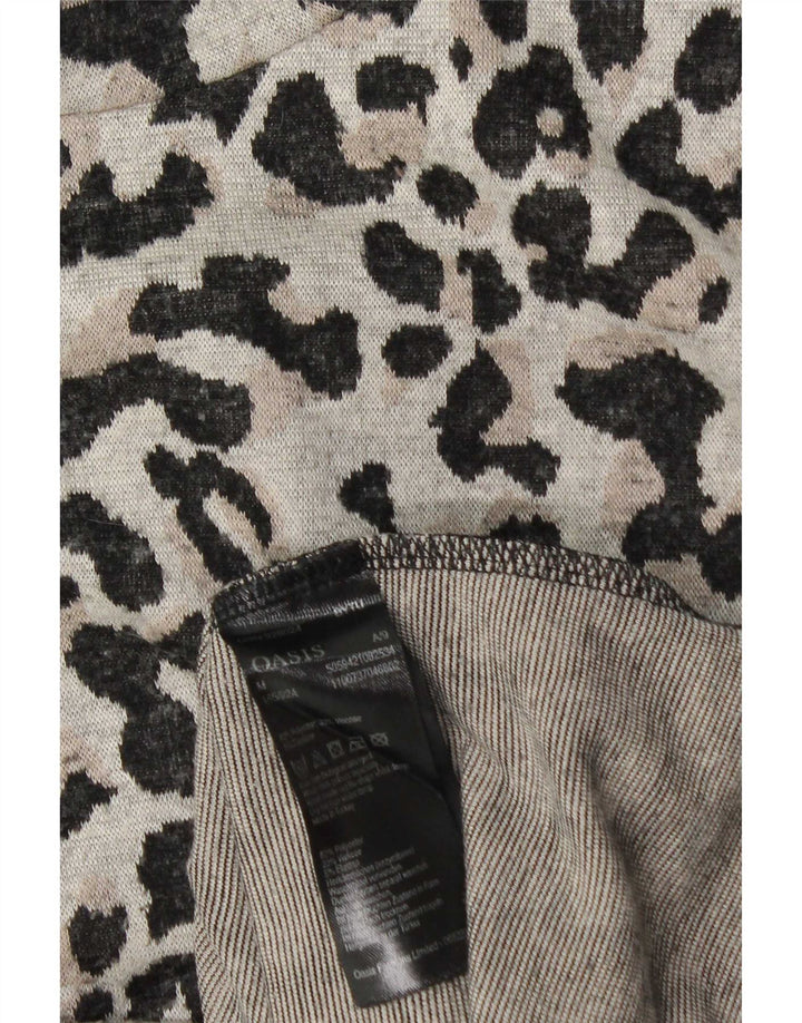 Oasis Dame Top Langærmet UK 14 Medium Grey Animal Print Polyester