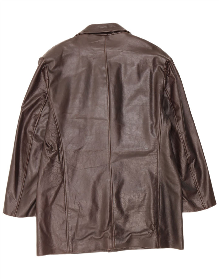 Vintage læderfrakke til kvinder UK 18 XL Brun