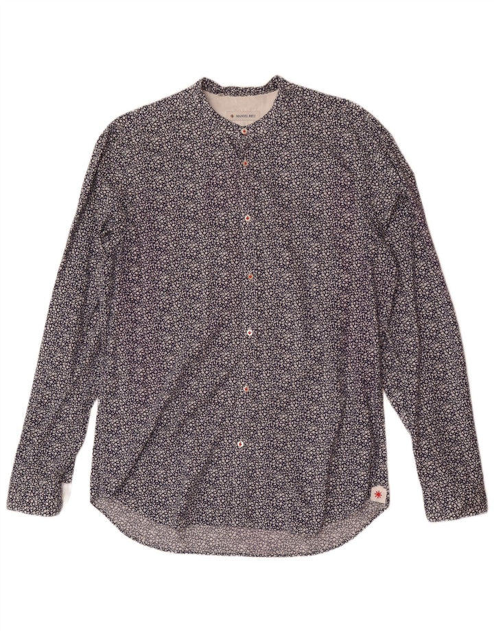 Manuel Ritz Herreskjorte str. 42 16 1/2 Large Navy Blue Floral