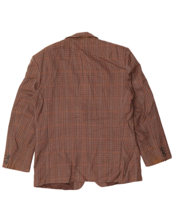 Marks & Spencer Herre Kort Blazer Jacket UK 40 Medium Brown Houndstooth