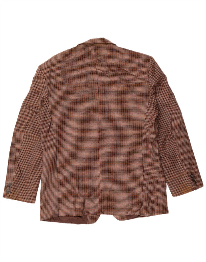 Marks & Spencer Herre Kort Blazer Jacket UK 40 Medium Brown Houndstooth