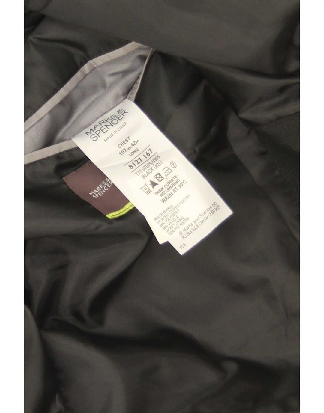 Marks & Spencer Herre 2-knaps blazerjakke UK 42 Stor sort polyester