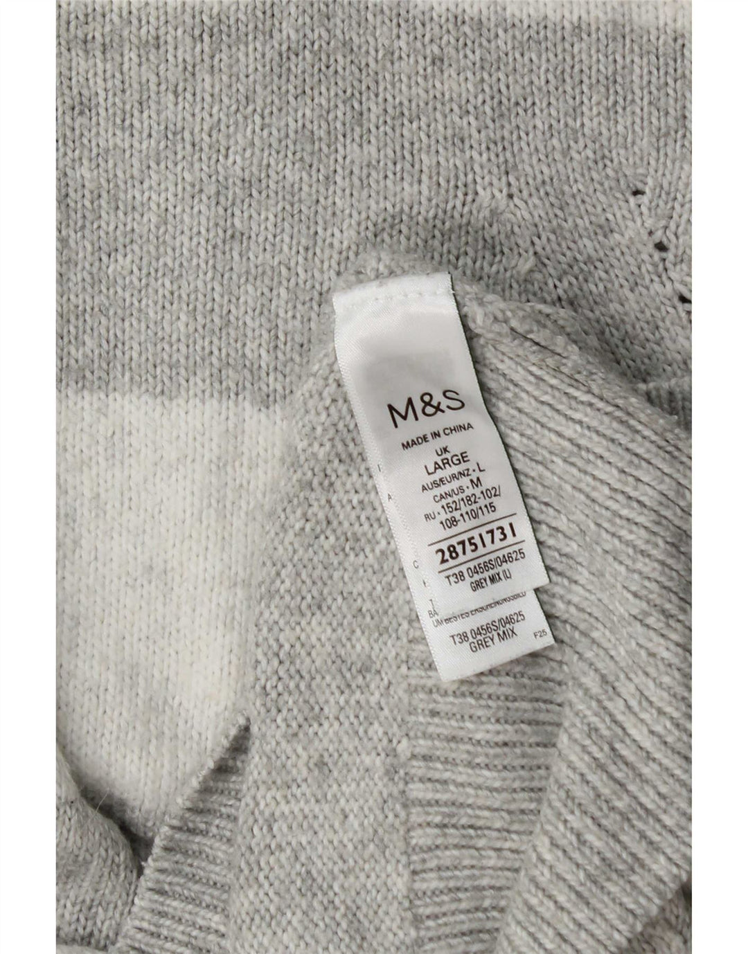 Marks & Spencer Dame sweater med rund hals DK 16 Stor grå stribet