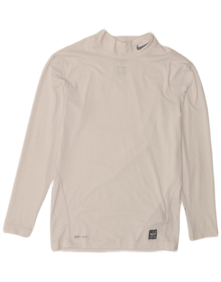 Nike Herre Compression Top Langærmet UK 42/44 Large White Polyester Sports