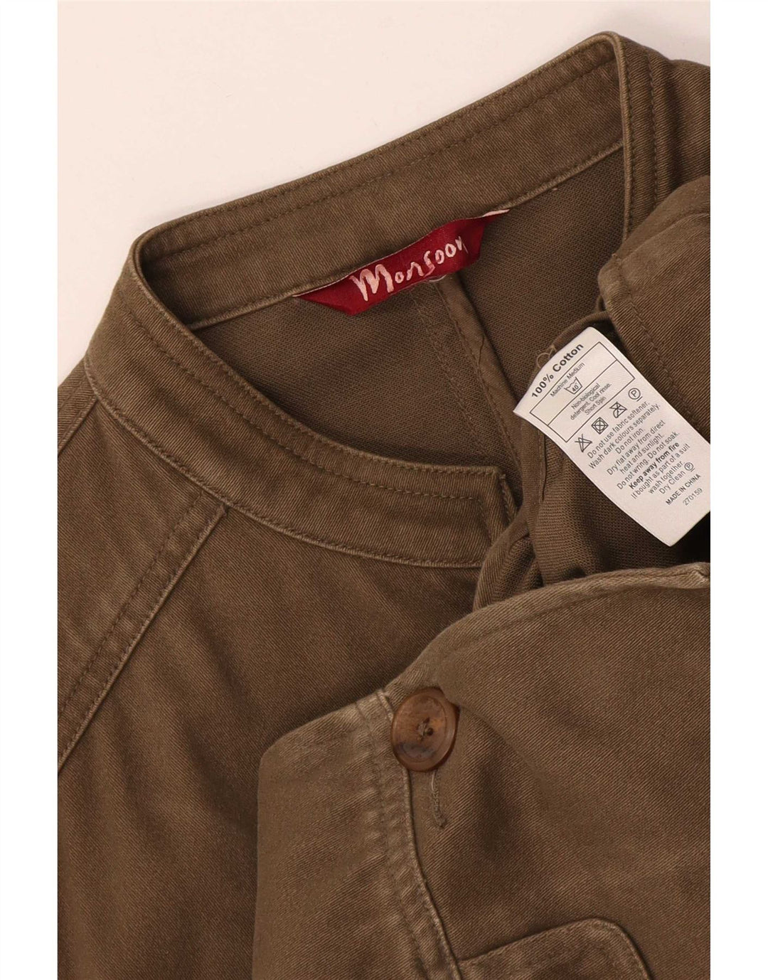 Monsoon Womens Utility Jacket UK 12 Medium Khaki Cotton