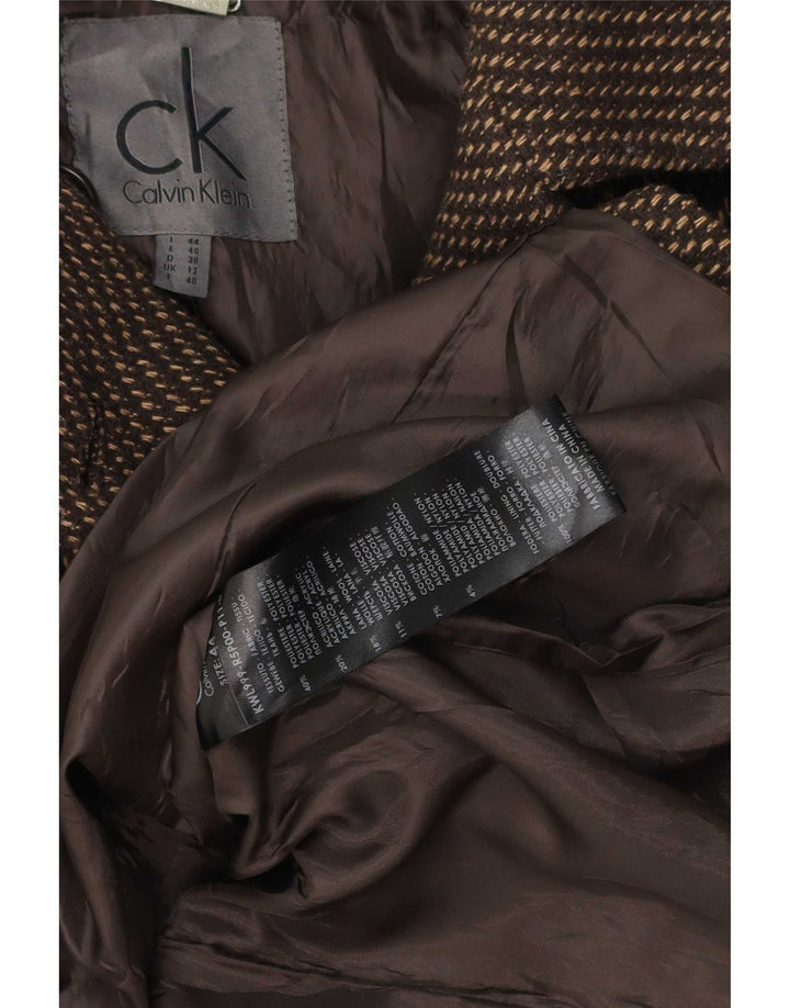 Calvin Klein Dame Dobbeltradet Frakke UK 12 Medium Brun Polyester