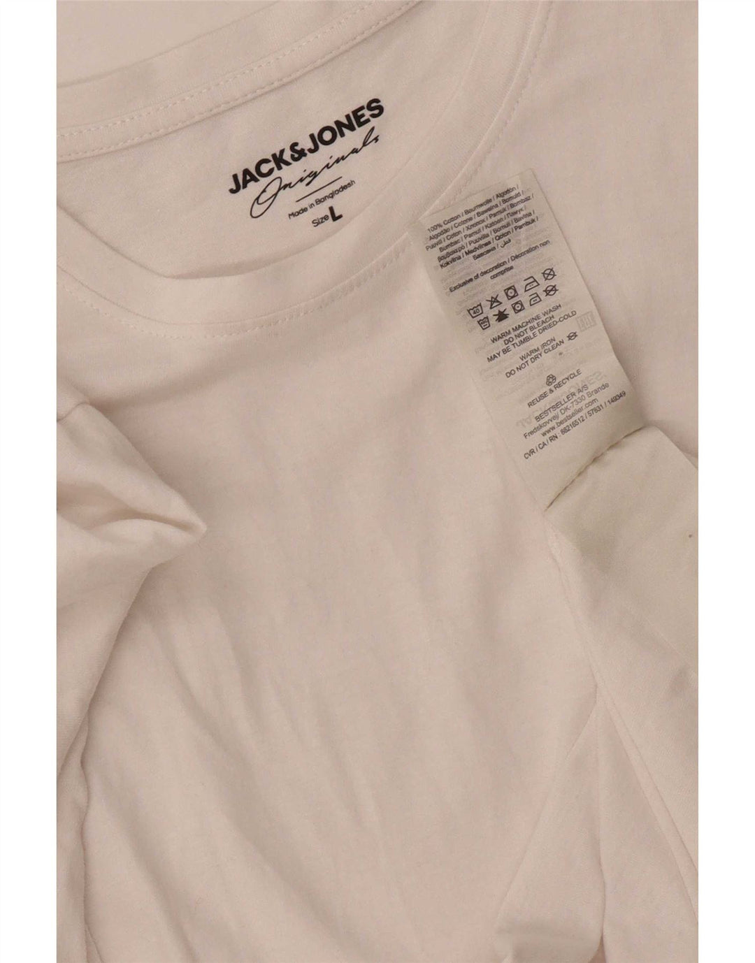 Jack & Jones Herre T-Shirt Top Stor Hvid Bomuld