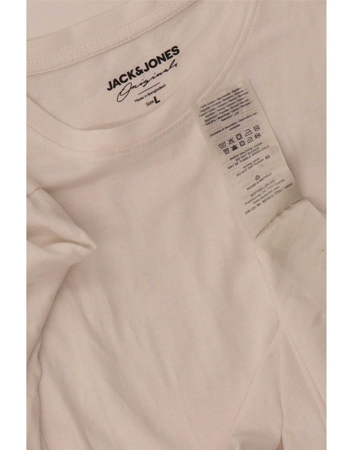 Jack & Jones Herre T-Shirt Top Stor Hvid Bomuld