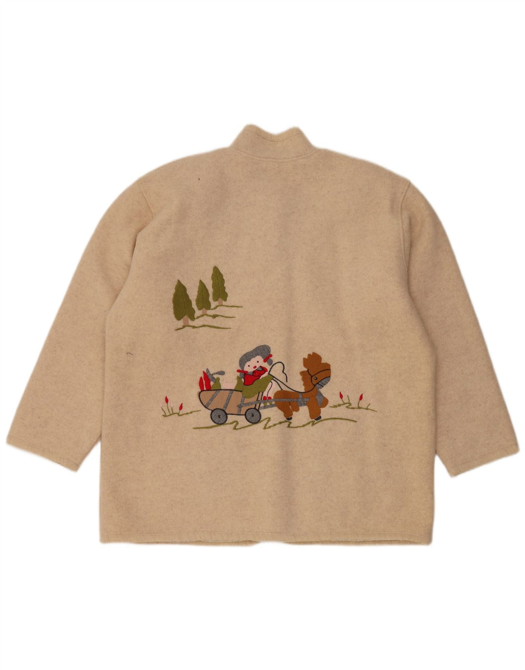 VINTAGE Dame grafisk 5-knaps blazerjakke UK 14 Large Beige