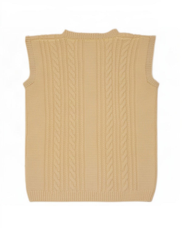 Vintage Dame Vest Tank Top UK 12 Medium Beige