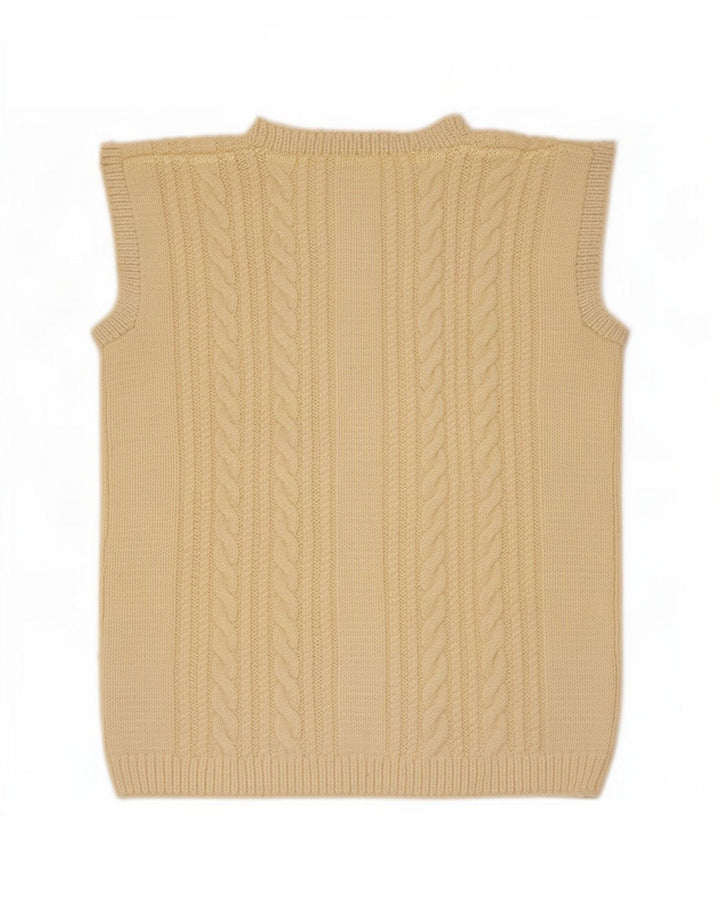 Vintage Dame Vest Tank Top UK 12 Medium Beige