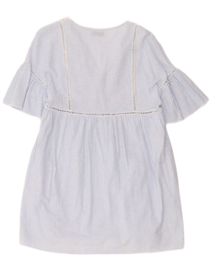Zara Dame Trafaluc Shift Dress UK 12 Medium Blue Pinstripe