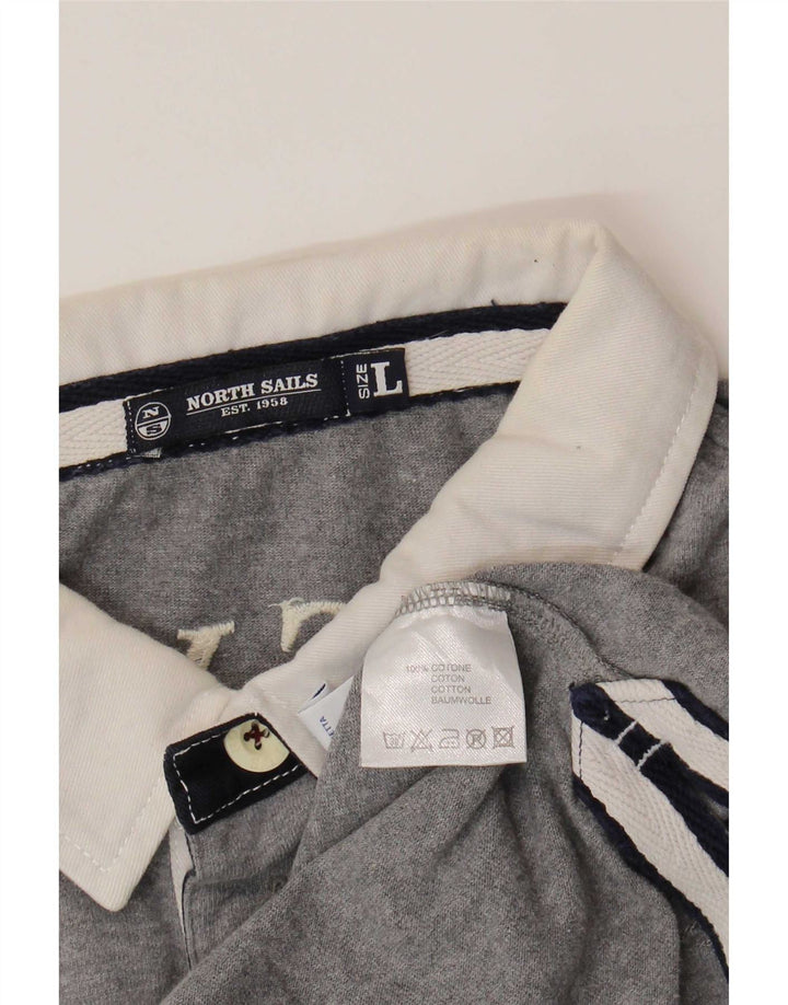 North Sails Herre Grafisk Rugby Polo Shirt Stor Grå Colourblock