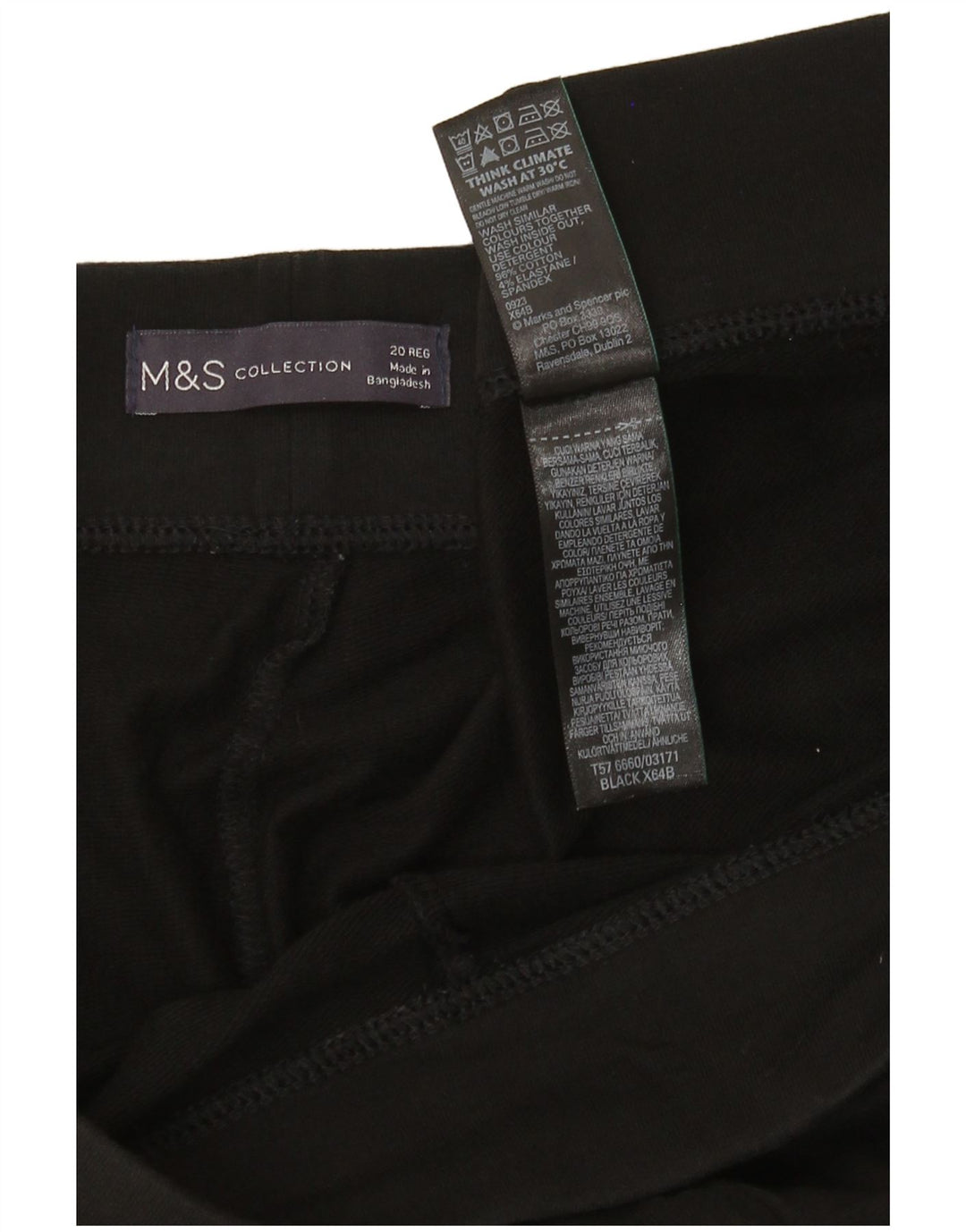 Marks & Spencer Dame Leggings UK 20 2XL Sort Bomuld