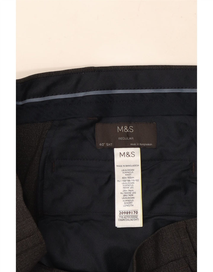 MARKS & SPENCER Herre Regular Fit Chinobukser W40 L28 Grå polyester