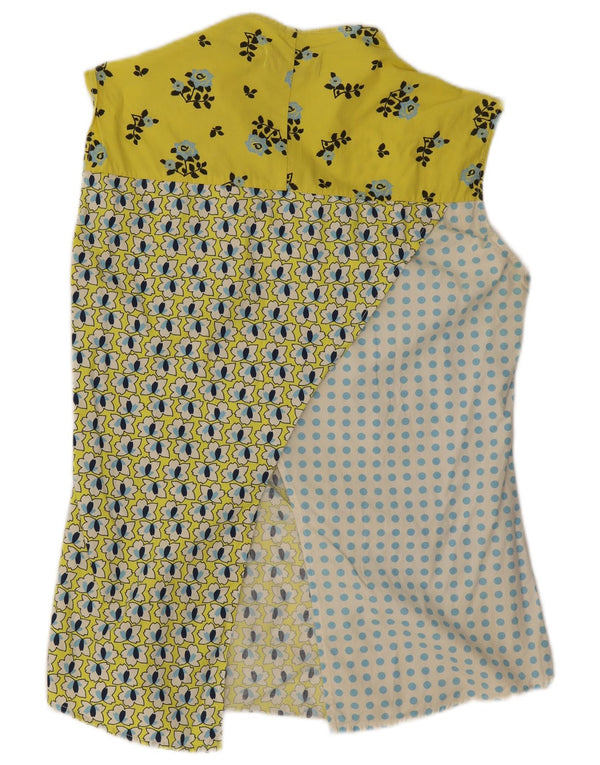 Diesel Womens Regular Vest Top UK 14 Large Yellow Floral Cotton