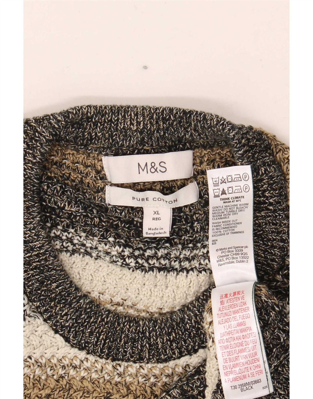 Marks & Spencer Herre sweater med rund hals XL flerfarvet stribet